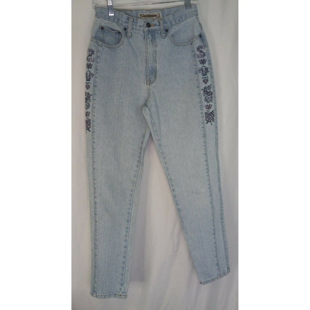 Paris Sport Club Womens Size 7 Mom Jeans Straight Leg High Waist Light Blue Wash